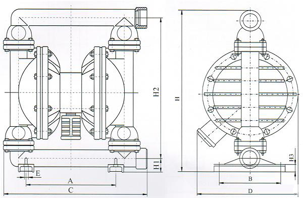 氣動隔膜泵結構圖 氣動隔膜泵結構圖